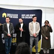 Jurnalista Amalia Enache, violonistul Alexandru Tomescu, prezentatorul Mihai Morar, David Popovici și actorul Marius Manole la conferința de presă FOTO Cristi Preda