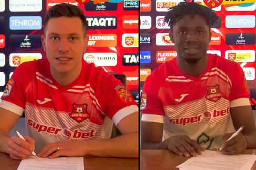 Petrișor Petrescu și Seydou Saeed Issah // foto: Facebook @ FC Hermannstadt