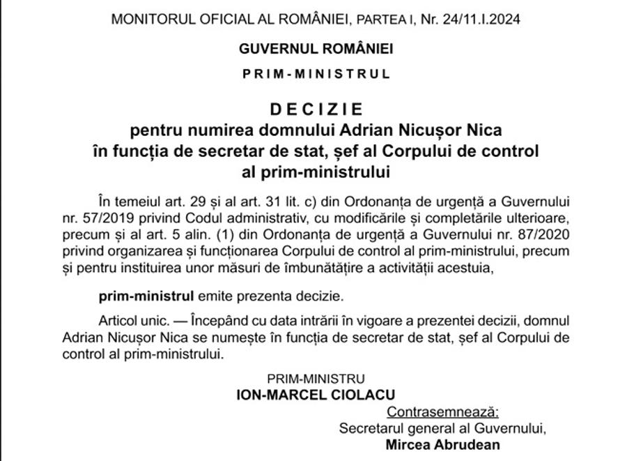 Prima victimă în urma controalelor făcute la CSA Steaua » Șeful Corpului de Control al premierului a fost demis de Marcel Ciolacu