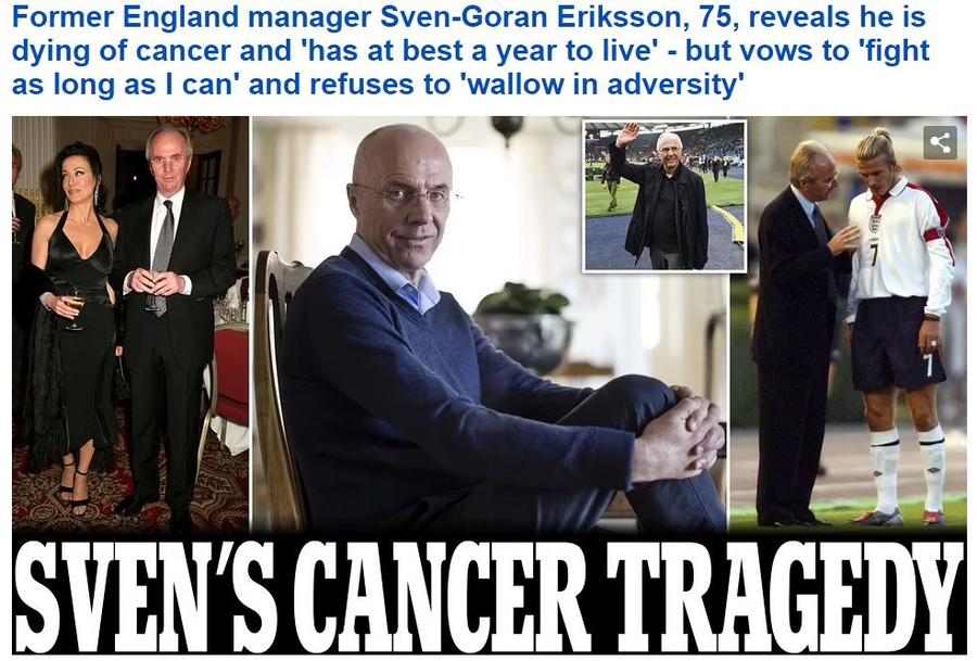 Deschiderea site-ului Daily Mail Veste zguduitoare din Suedia » Sven-Goran Eriksson are cancer în fază terminală: „Mai am un an de trăit”