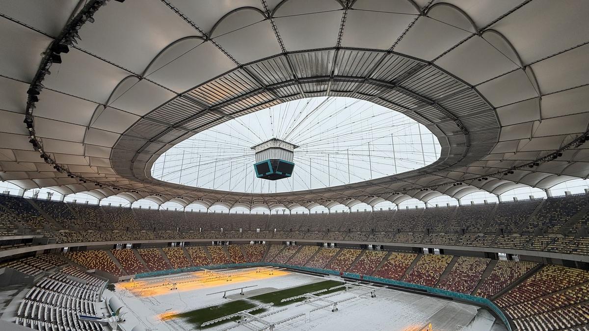 Cum arată Arena Națională după 12 ore de ninsoare! GSP a fost pe cel mai mare stadion al țării cu o săptămână înaintea primului meci oficial din 2026