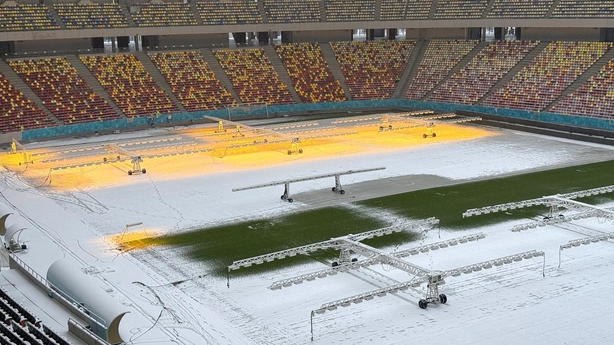 Cum arată Arena Națională după 12 ore de ninsoare! GSP a fost pe cel mai mare stadion al țării cu o săptămână înaintea primului meci oficial din 2026