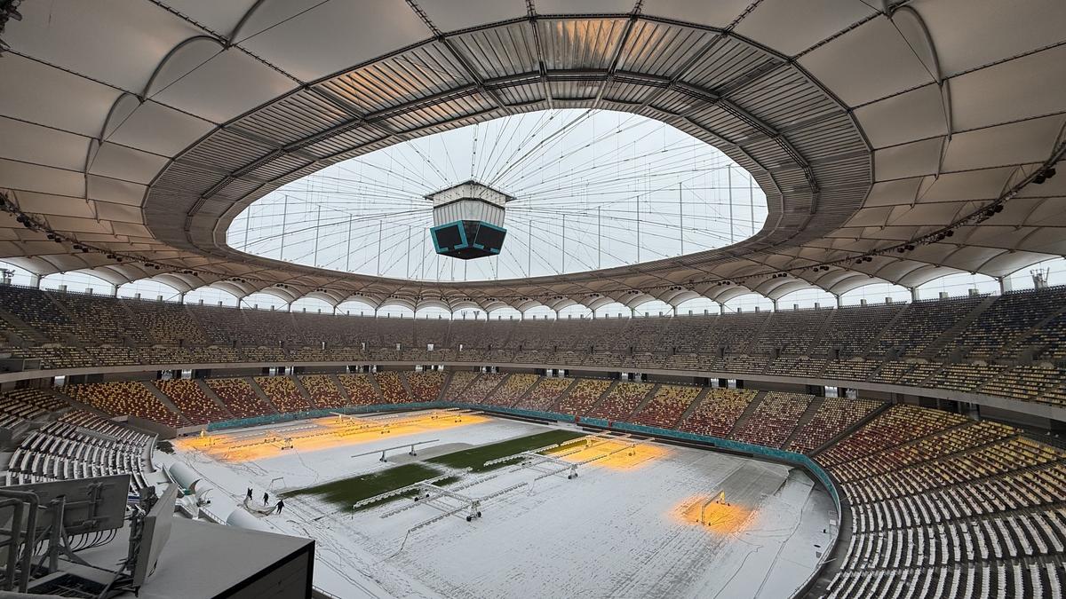 Cum arată Arena Națională după 12 ore de ninsoare! GSP a fost pe cel mai mare stadion al țării cu o săptămână înaintea primului meci oficial din 2026