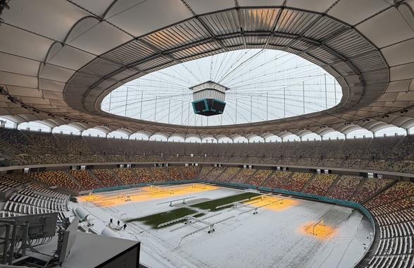 Cum arată Arena Națională după 12 ore de ninsoare! GSP a fost pe cel mai mare stadion al țării cu o săptămână înaintea primului meci oficial din 2026