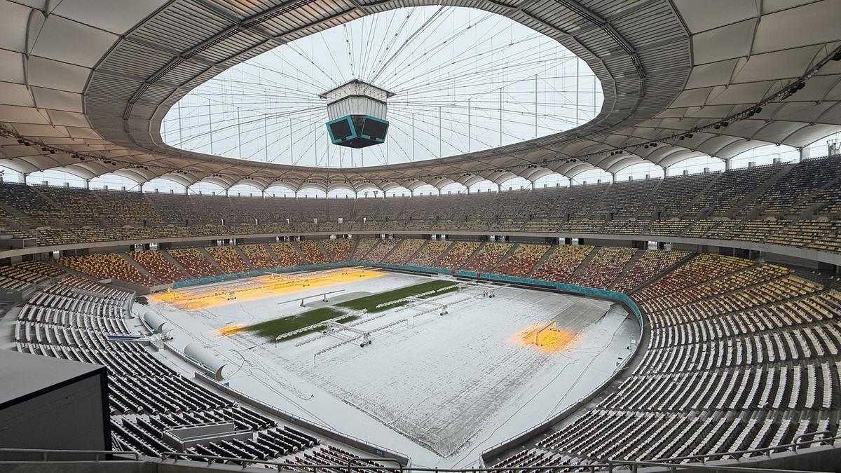 Cum arată Arena Națională după 12 ore de ninsoare! GSP a fost pe cel mai mare stadion al țării cu o săptămână înaintea primului meci oficial din 2026