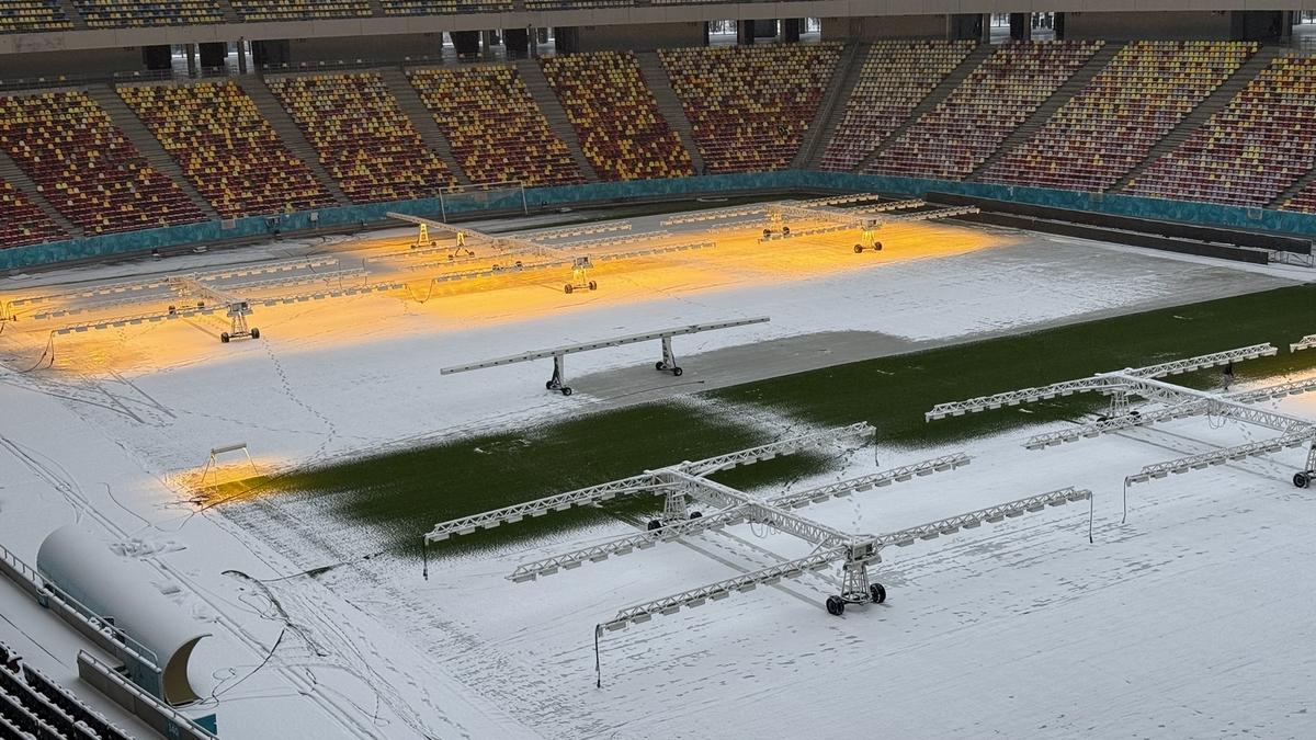 Cum arată Arena Națională după 12 ore de ninsoare! GSP a fost pe cel mai mare stadion al țării cu o săptămână înaintea primului meci oficial din 2026