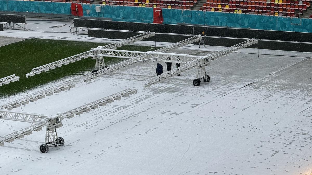 Cum arată Arena Națională după 12 ore de ninsoare! GSP a fost pe cel mai mare stadion al țării cu o săptămână înaintea primului meci oficial din 2026