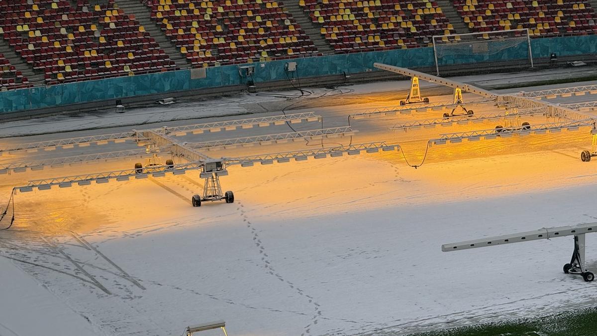 Cum arată Arena Națională după 12 ore de ninsoare! GSP a fost pe cel mai mare stadion al țării cu o săptămână înaintea primului meci oficial din 2026