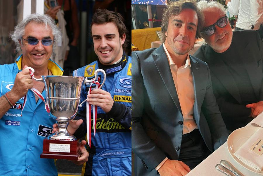 În stânga, Briatore și Alonso în 2006. În dreapta, Briatore și Alonso în decembrie 2022 Cristi Borcea și Valentina Pelinel, petrecere luxoasă la Monte Carlo cu Al Bano și milionarul exclus din Formula 1: „E altceva”