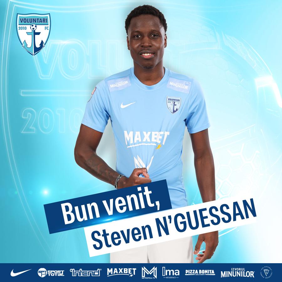 FC Voluntari l-a prezentat pe Steven N'Guessan / Facebook FC Voluntari FC Voluntari se întărește pentru promovare cu un „tanc” » A venit fundașul de aproape 2 metri