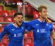 Ianis Hagi, pasă de gol în Rangers - Slavia / FOTO: Captură TV @Telekom Sport