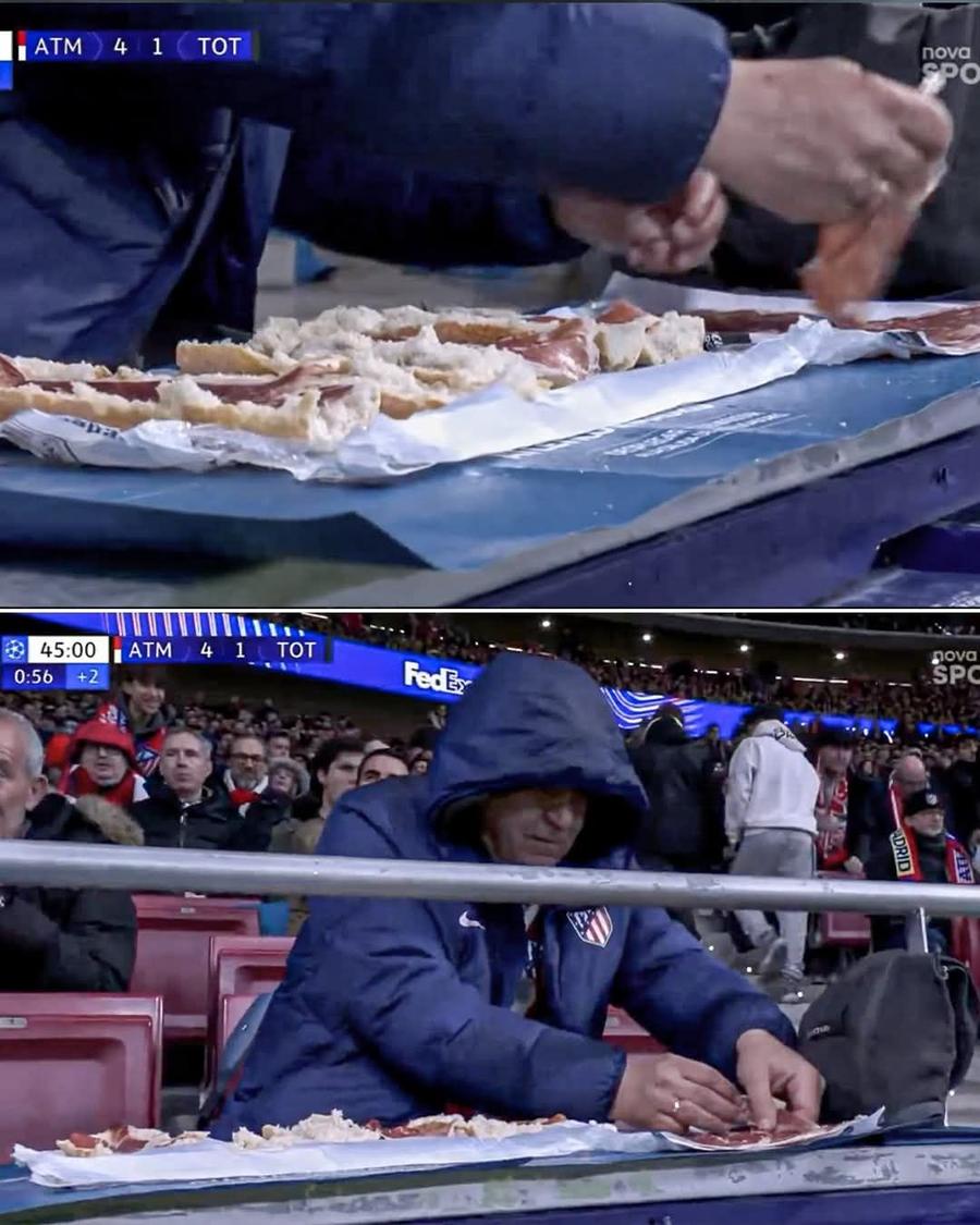 Imagini incredibile în Liga Campionilor » A început să facă sandvișuri chiar în timpul meciului!