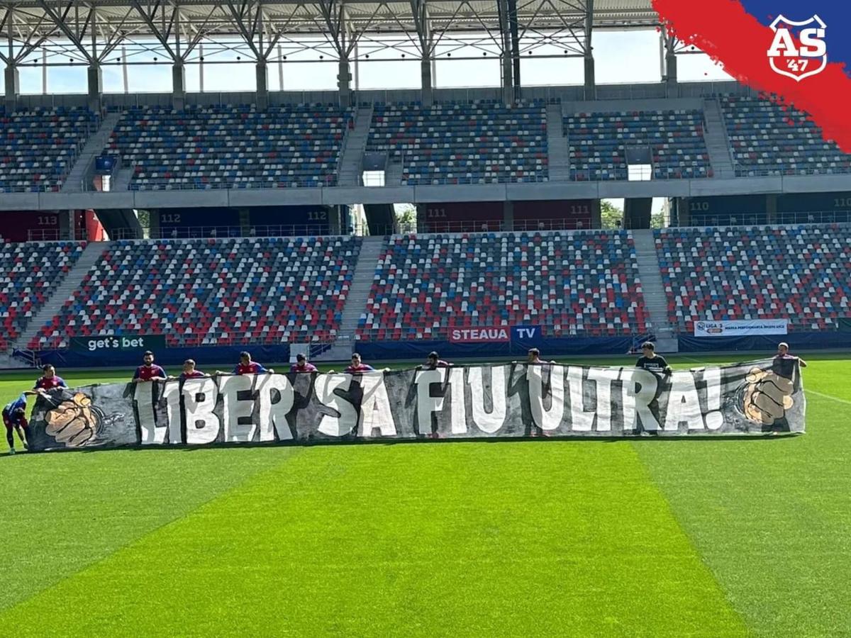 În ziua în care FCSB sărbătorește titlul, ultrașii lui CSA Steaua au protestat: „Vin pe rând să ceară pomană la palat”