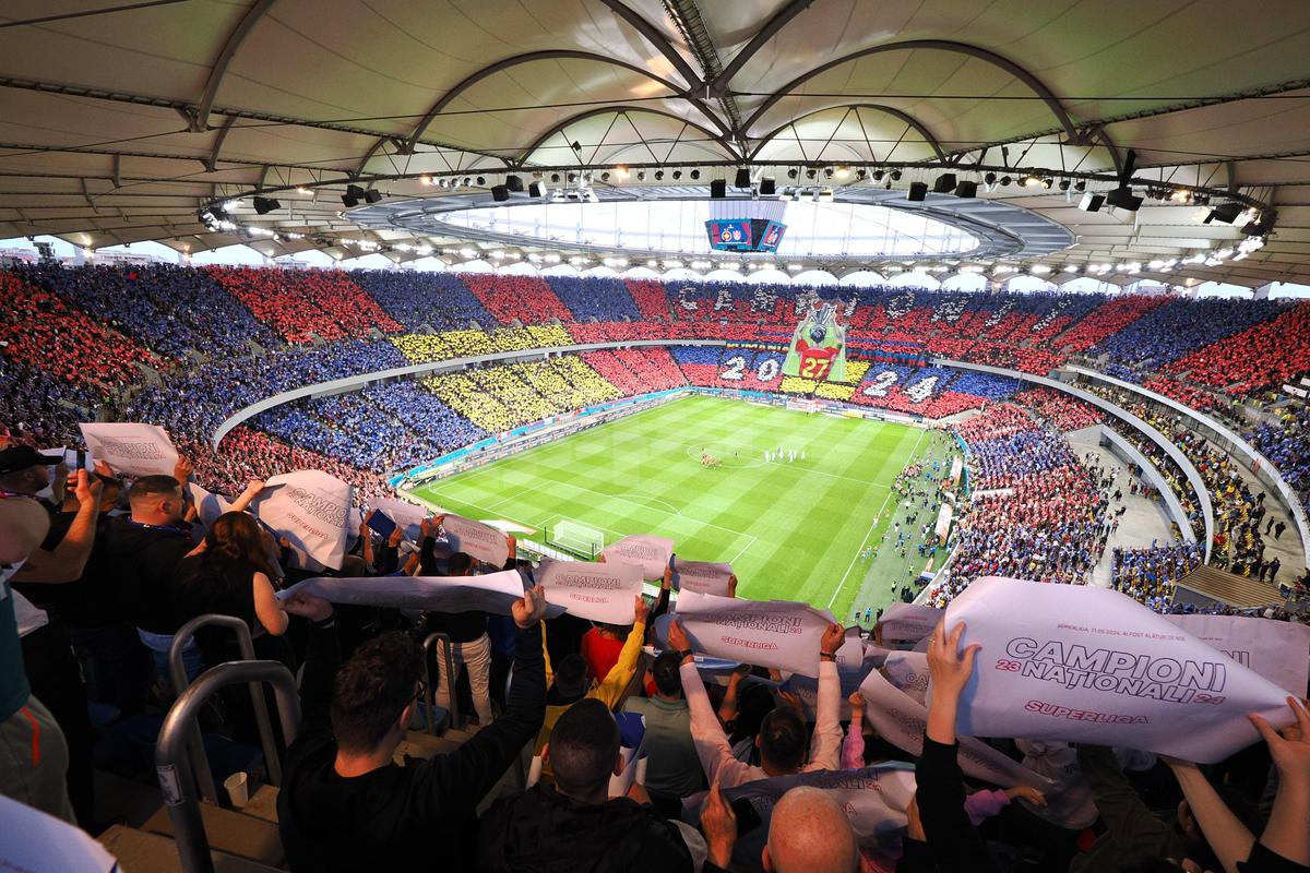 Scenografie pe întreg stadionul la FCSB - CFR Cluj! Imagini spectaculoase pe Arena Națională
