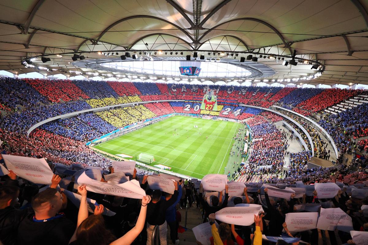 Scenografie pe întreg stadionul la FCSB - CFR Cluj! Imagini spectaculoase pe Arena Națională