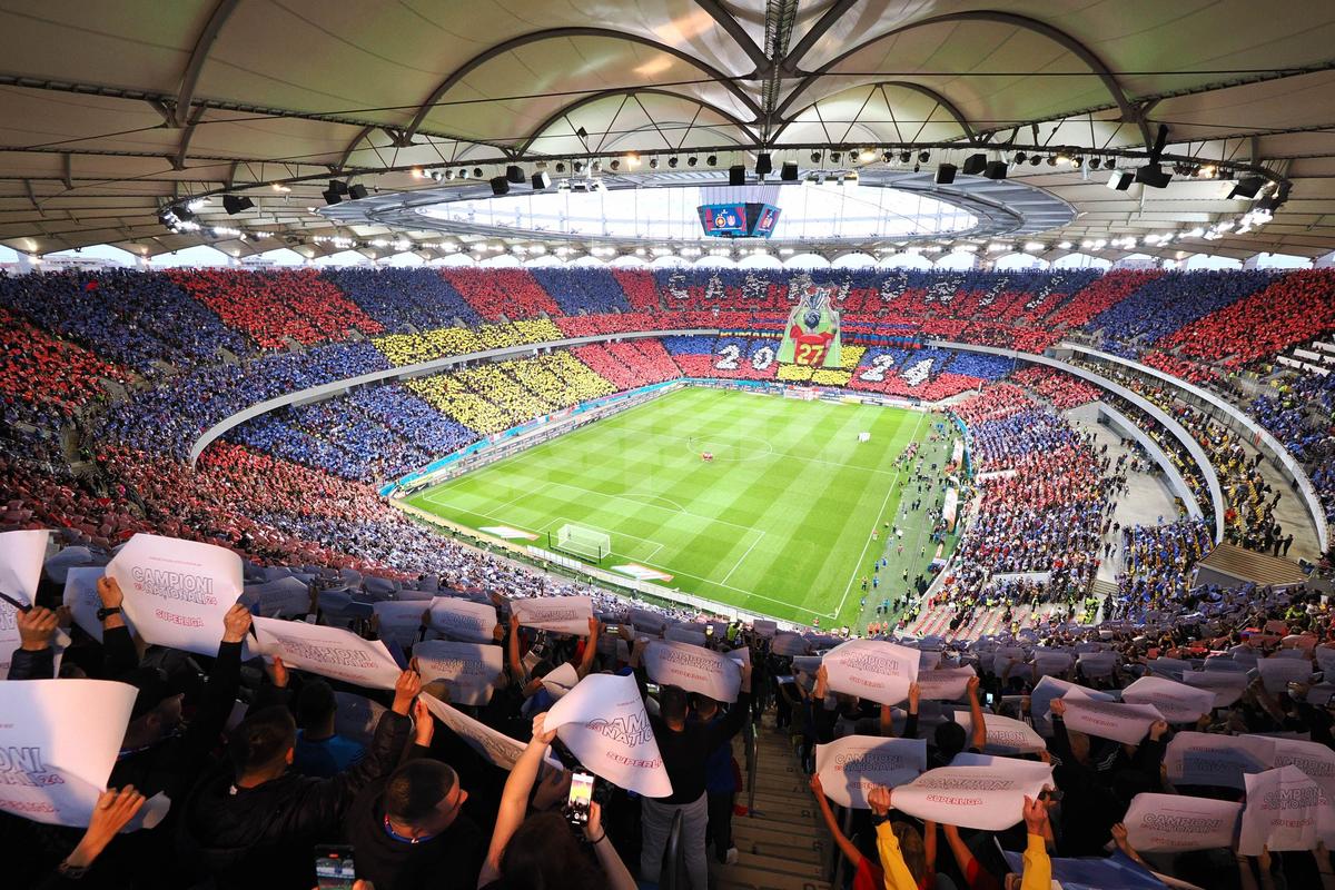 Scenografie pe întreg stadionul la FCSB - CFR Cluj! Imagini spectaculoase pe Arena Națională