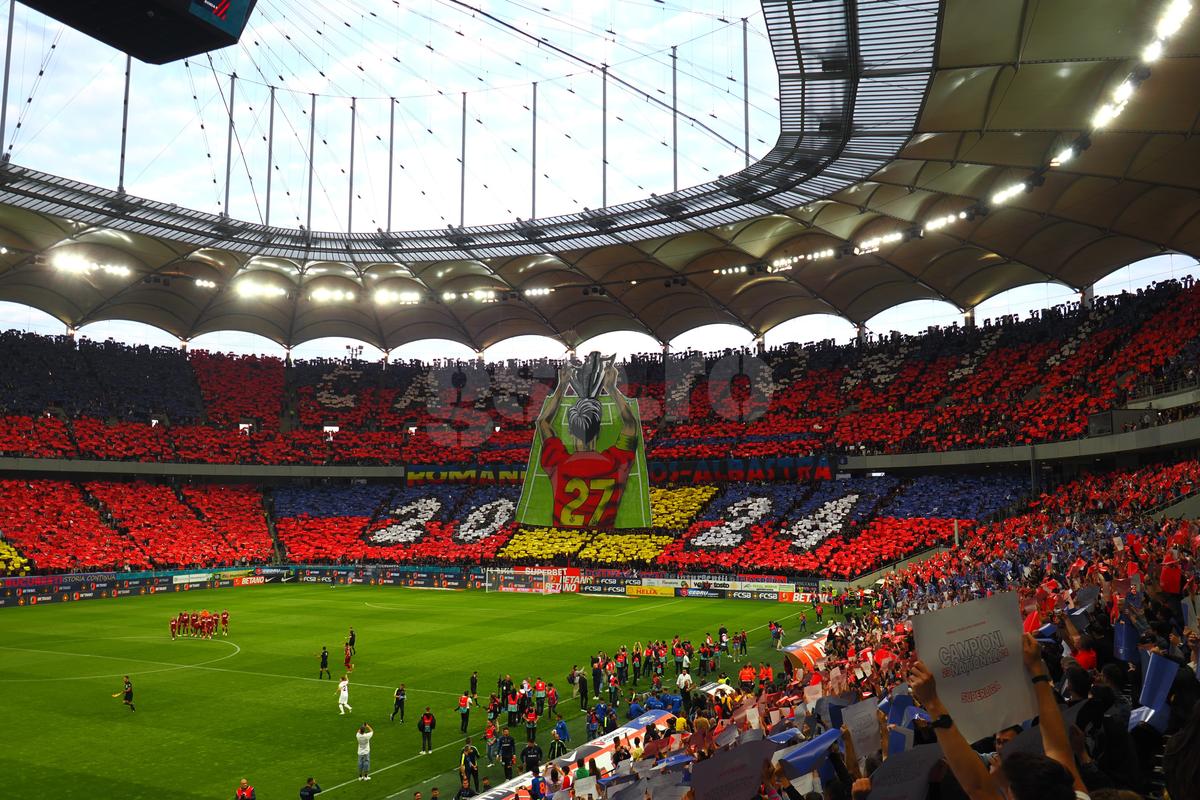 Scenografie pe întreg stadionul la FCSB - CFR Cluj! Imagini spectaculoase pe Arena Națională