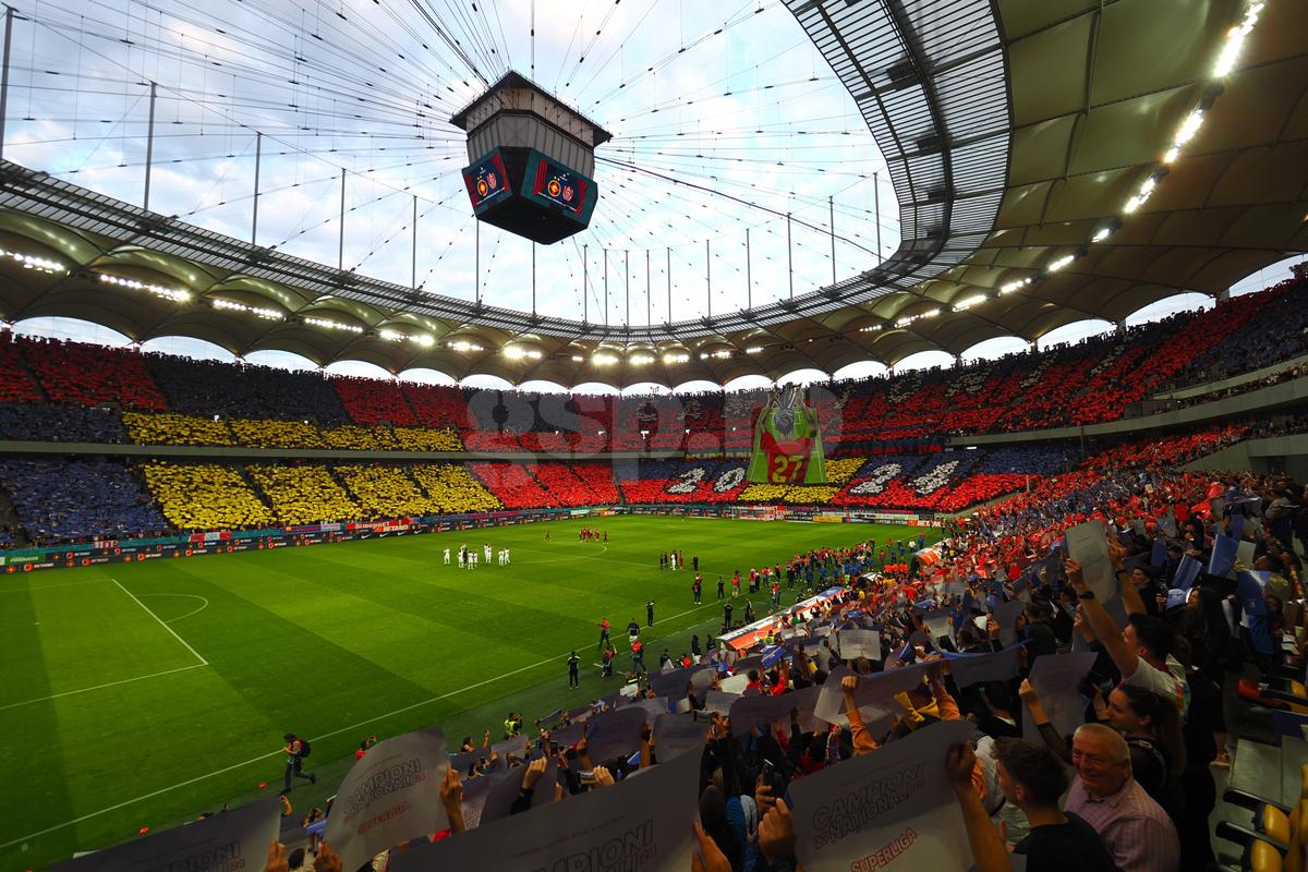 Scenografie pe întreg stadionul la FCSB - CFR Cluj! Imagini spectaculoase pe Arena Națională