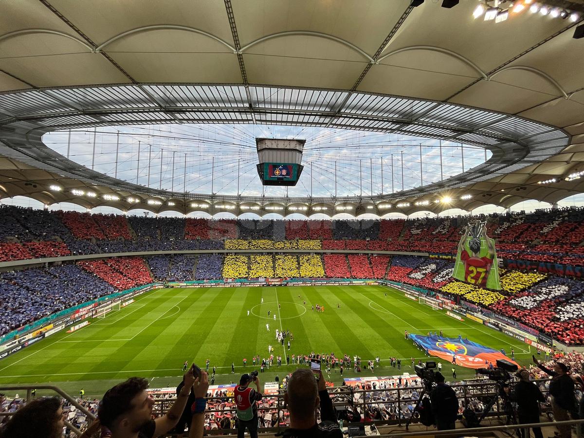 Scenografie pe întreg stadionul la FCSB - CFR Cluj! Imagini spectaculoase pe Arena Națională