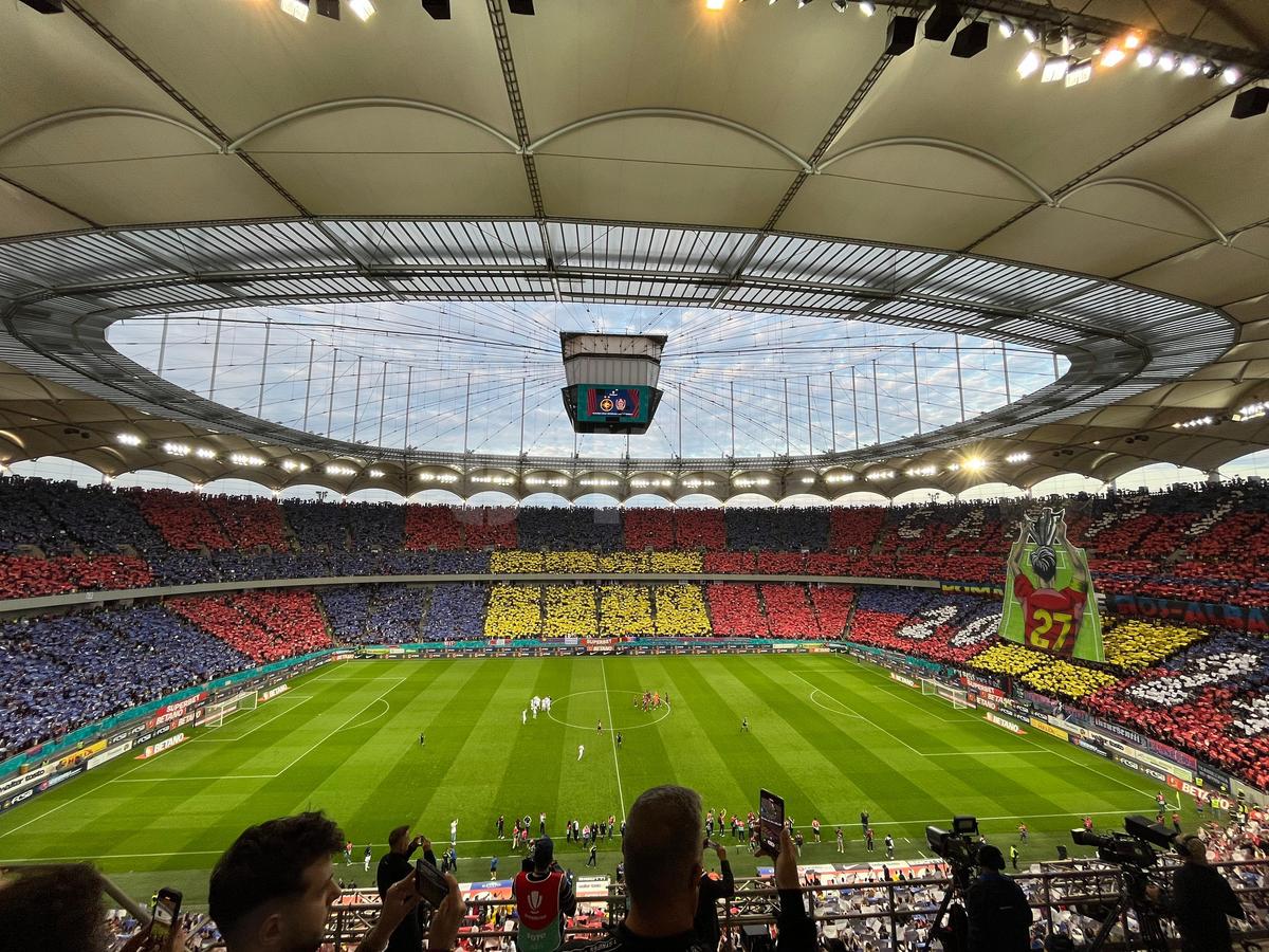 Scenografie pe întreg stadionul la FCSB - CFR Cluj! Imagini spectaculoase pe Arena Națională
