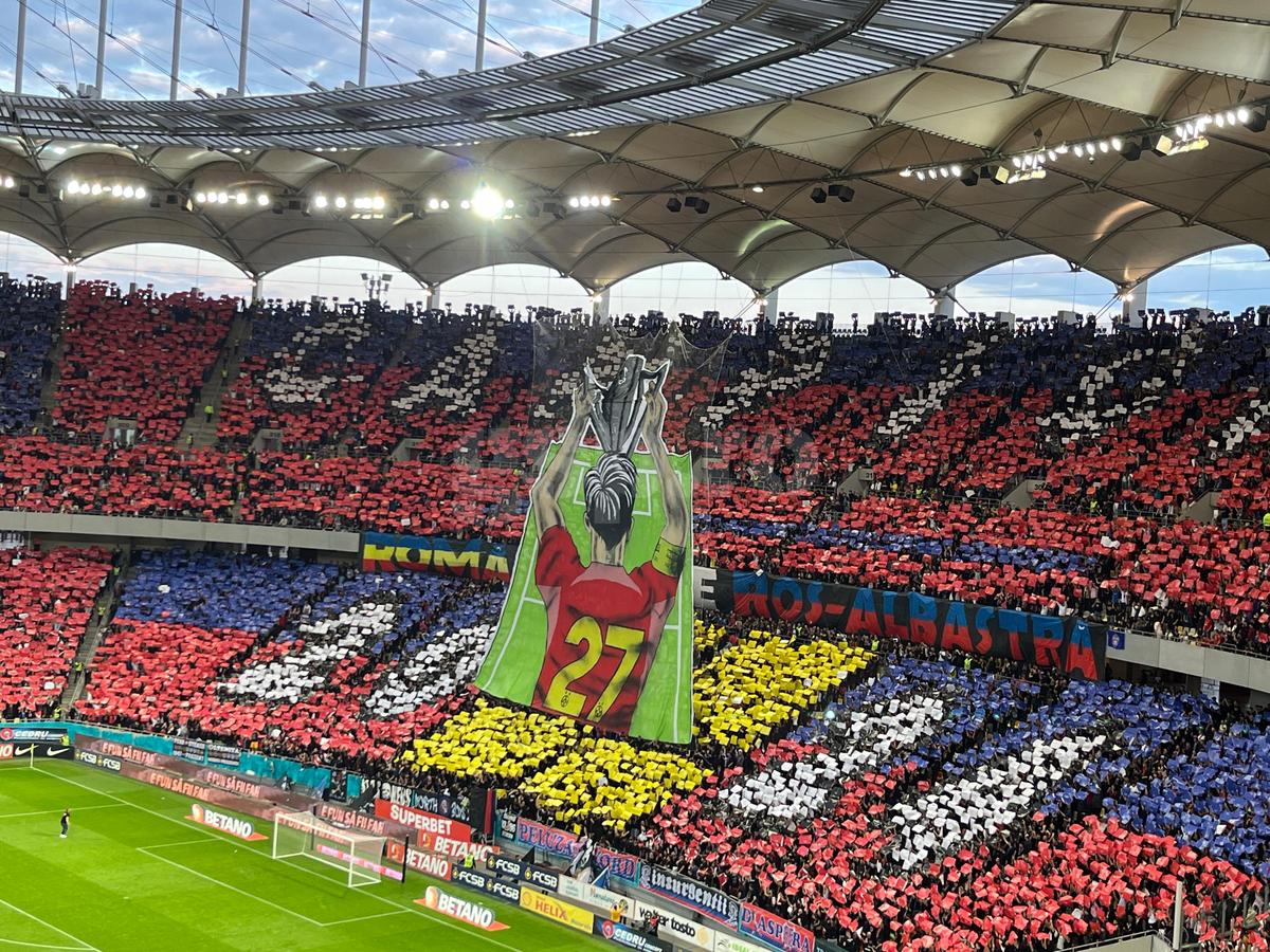Scenografie pe întreg stadionul la FCSB - CFR Cluj! Imagini spectaculoase pe Arena Națională
