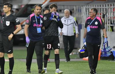 FCSB, dublă schimbare în prima repriză a meciului cu Slobozia » Portarul Popa, comoționat după ciocnirea cu propriul coleg