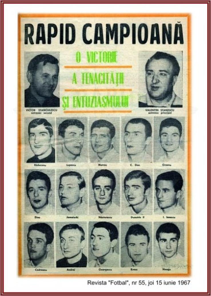 Lotul Rapidului campion în 1967