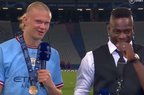 Erling Haaland și Mario Balotelli/ foto: captură BT Sport