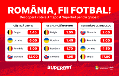 Cote de la 1.02 până la 17.00 pentru grupa noastră de la European. Vezi Anteposturile Superbet!