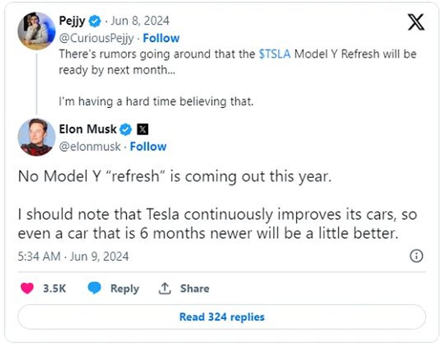 Elon Musk confirmă: Tesla Model Y nu primește un facelift anul acesta