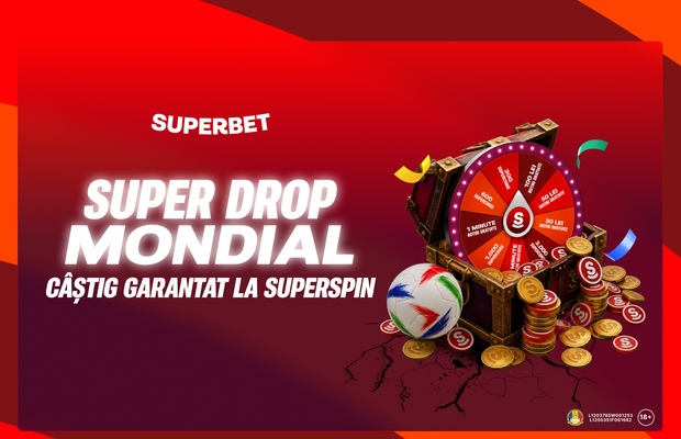 Super Drop la SuperSpin: la startul turneului american, ai câștig garantat în rotiri gratuite sau Supercoins la roata Superbet
