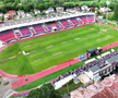 Cum arată gazonul stadionului „Eugen Popescu” din Târgoviște. FOTO: YouTube @Miros de Cer