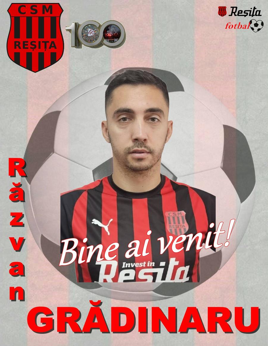 Răzvan Grădinaru este noul fotbalist al celor de la CSM Reșița. FOTO: Facebook @CSM Reșița Fostul jucător de la FCSB și Dinamo a revenit în România: „Mult succes în tricoul rossonero!”
