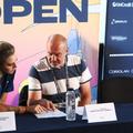 Jaqueline Cristian și Daniel Dobre la tragrea la sorți a tabloului UniCredit Iași Open Foto: Roxana Fleșeru