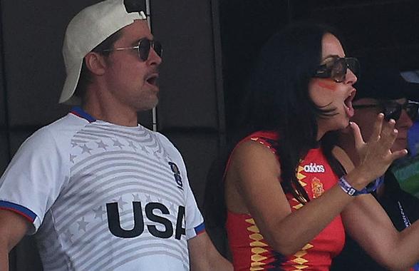 Brad Pitt, prezent la Spania - Belgia cu iubita mai tânără cu 29 de ani
