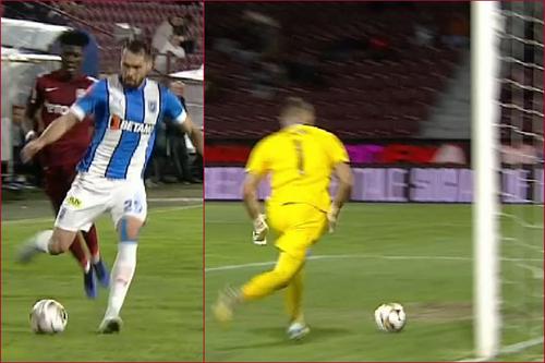 CFR Cluj - CS Universitatea Craiova | În minutul 27, Valerică Găman (33 de ani), stoperul oltenilor, și-a introdus mingea în proprie poartă după o fază antologică! VIDEO cu autogolul, mai jos.