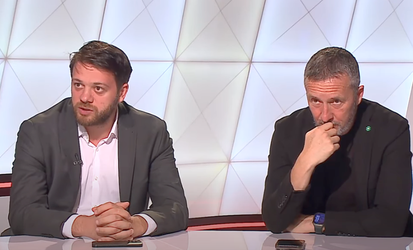 Victor Angelescu și Mihai Stoica în studioul Prima Sport / foto: captură de ecran YouTube