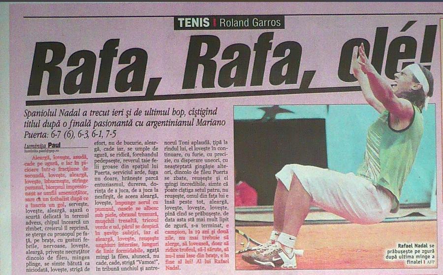 Cronica primei victorii de la Roland Garros, într-un text autentic scris de Luminița Paul în urmă cu 19 ani / Sursă: Arhivă GSP Tenisul înainte și după Nadal