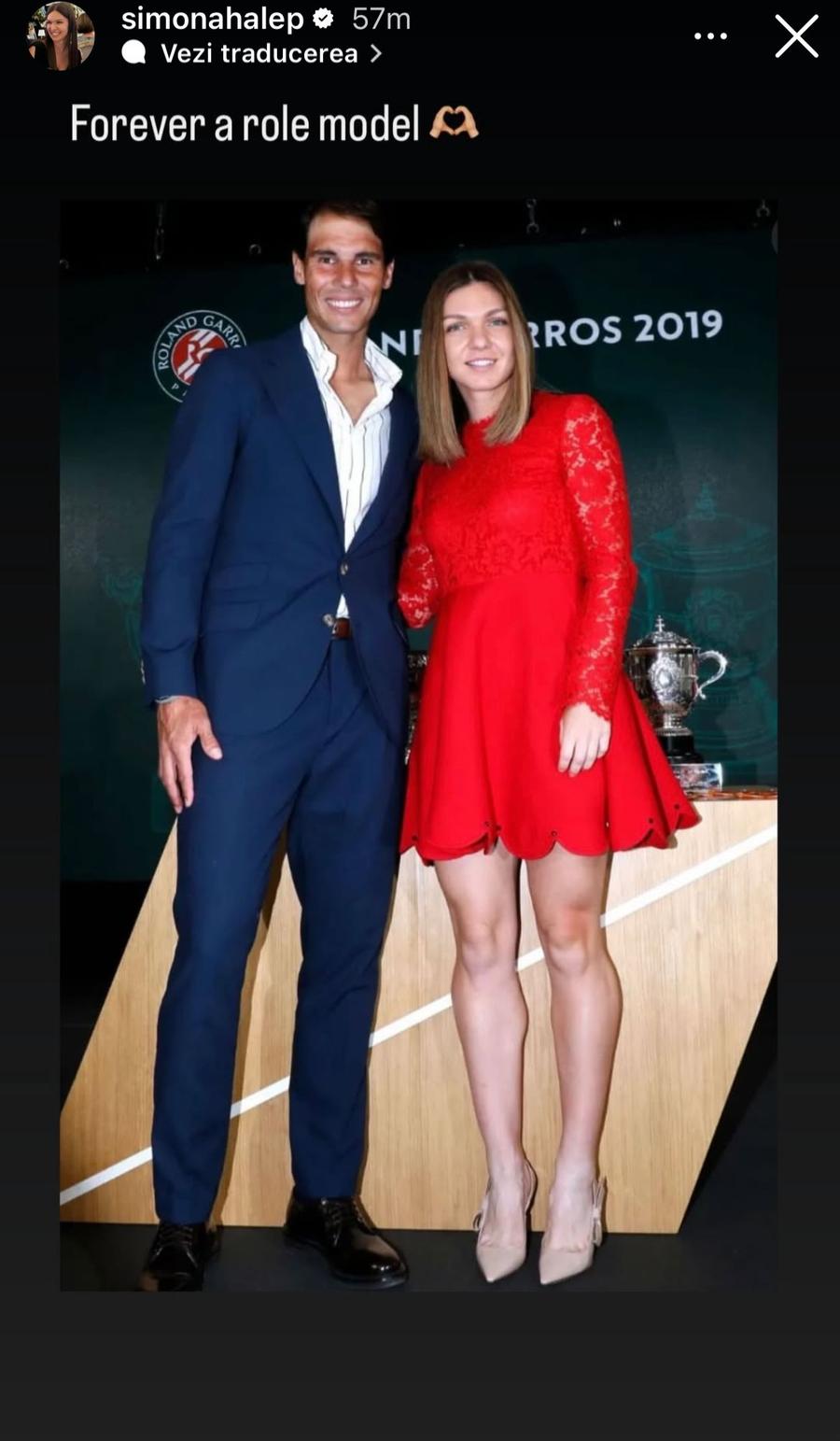 Mesajul Simonei Halep după retragerea lui Rafael Nadal/ Capură Instagram Mesajul transmis de Simona Halep după retragerea lui Rafael Nadal