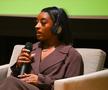 Simone Biles în timpul conferinței pe care a suținut-o FOTO Guliver/GettyImages