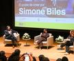 Simone Biles în timpul conferinței pe care a suținut-o FOTO Guliver/GettyImages