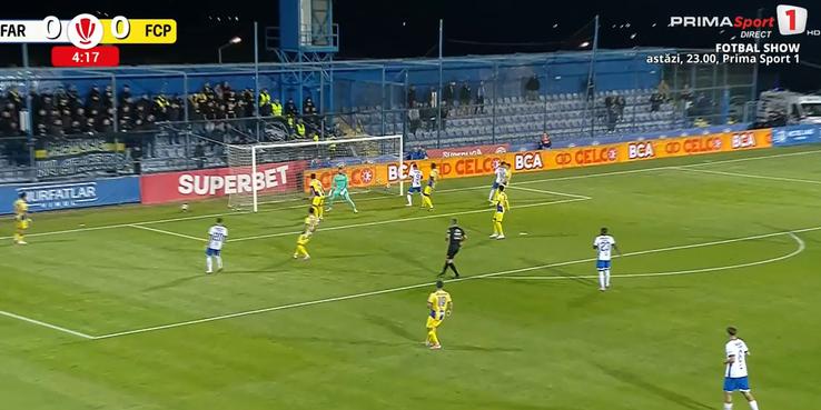 Cristi Ganea, gol fabulos în Farul - Petrolul / FOTO: captură @Prima Sport