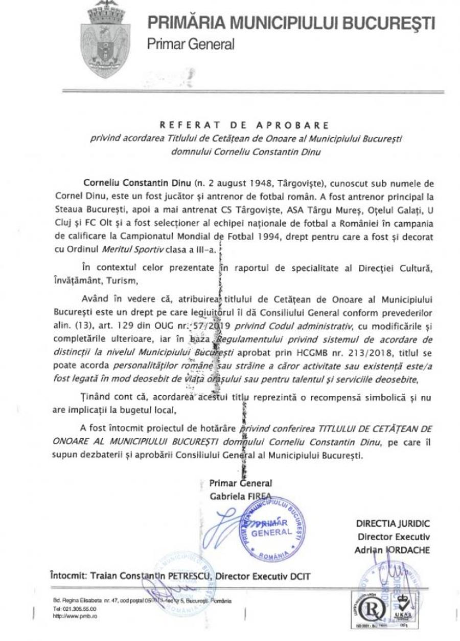 UPDATE Primăria condusă de Gabriela Firea a reacționat după gafa monumentală la adresa lui Cornel Dinu!