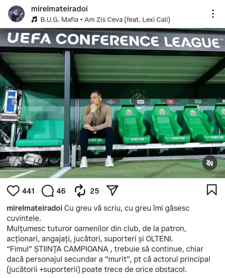 Mesajul lui Mirel Rădoi de pe Instagram Mirel Rădoi a rupt tăcerea fix la miezul nopții: „Filmul trebuie să continue, chiar dacă personajul secundar «a murit»”
