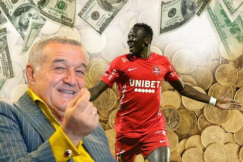 Cum l-a atras Gigi Becali pe Baba Alhassan la FCSB. Fotomontaj: Stela Tănase