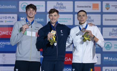 Alessandro Miressi, Maxime Grousset și David Popovici pe podiumul european
