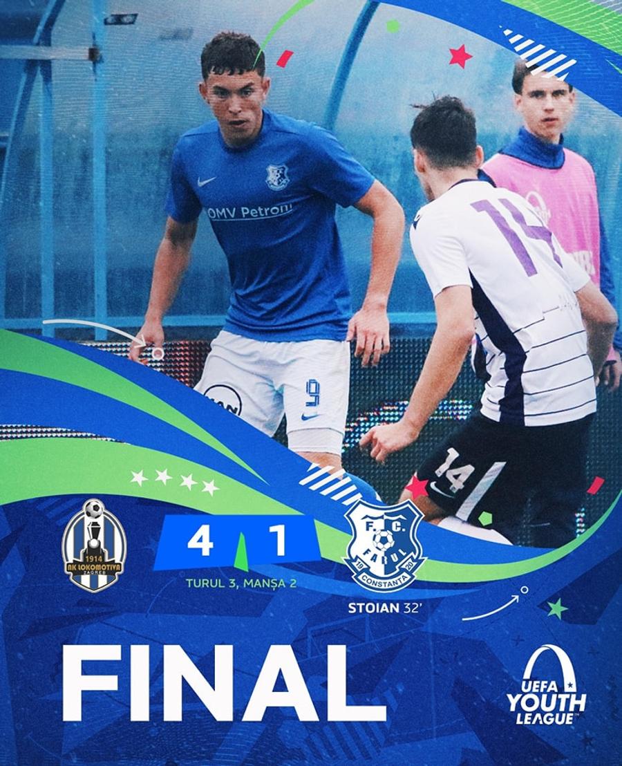 Farul Constanța, eliminată din UEFA Youth League, foto: Facebook @Farul Constanța „Final de aventură” » Farul Constanța, OUT din UEFA Youth League