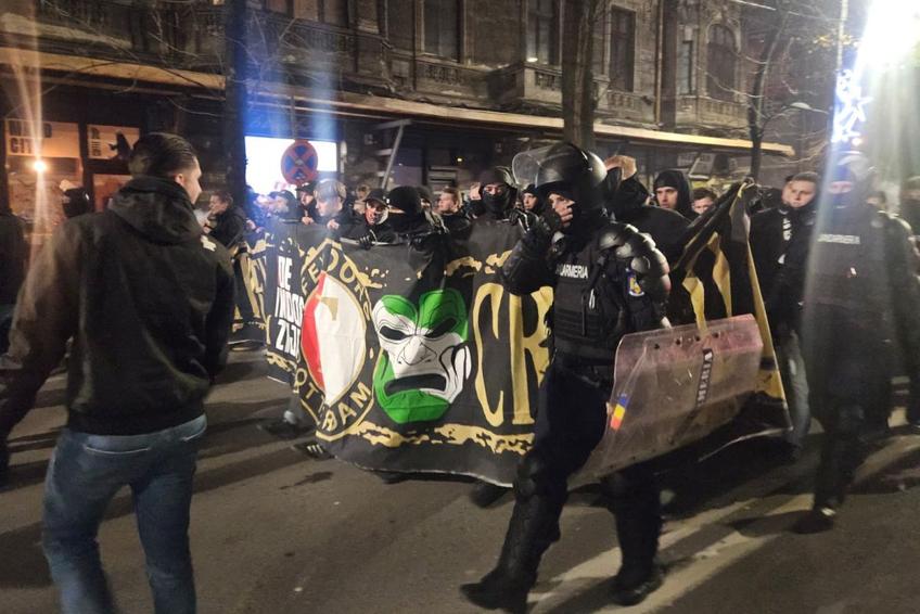 Suporterii lui Feyenoord au plecat în corteo spre Arena Națională / Foto: Remus Dinu GSP