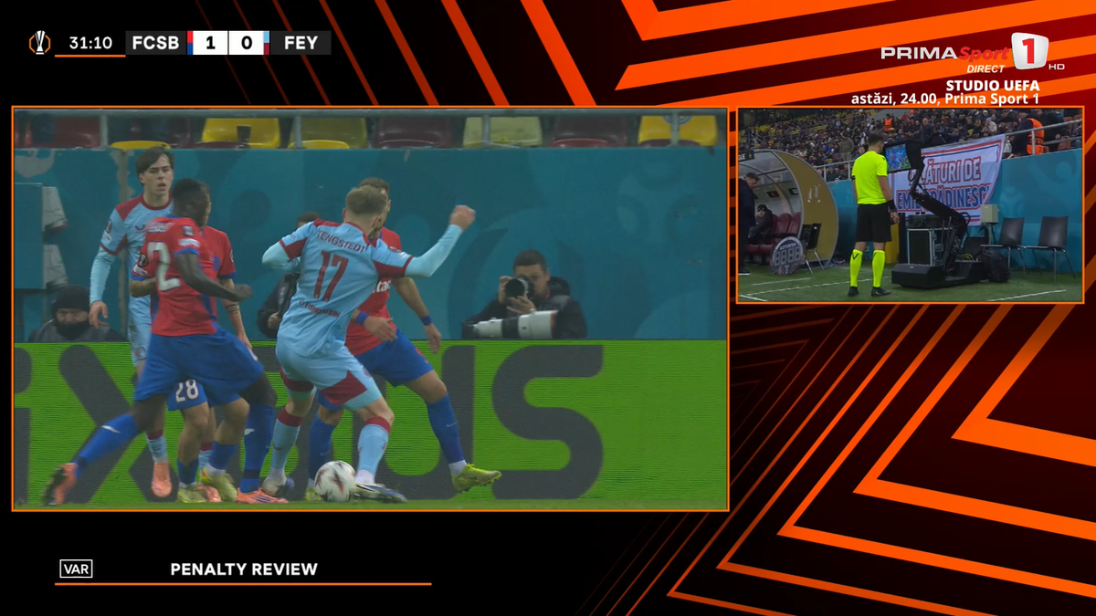 Penalty anulat la VAR în FCSB - Feyenoord