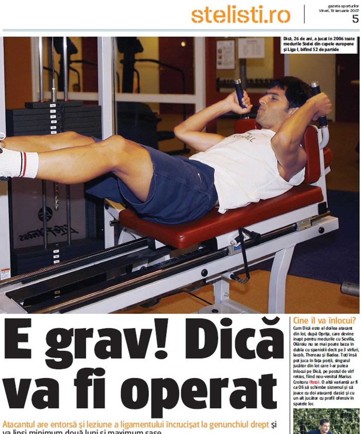 Nicolae Dică și accidentarea teribilă din ianuarie 2007 » S-a „rupt” în cantonament, chiar mai grav decât Olaru!